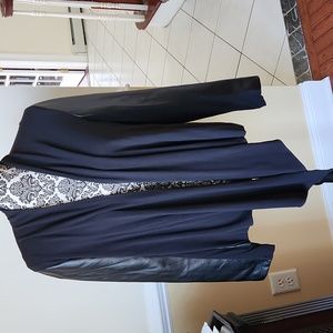 NWT Black, leather-look cardigan, shrug, waterfall